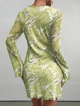 Flounce Sleeve Floral Print Mesh Mini Dress